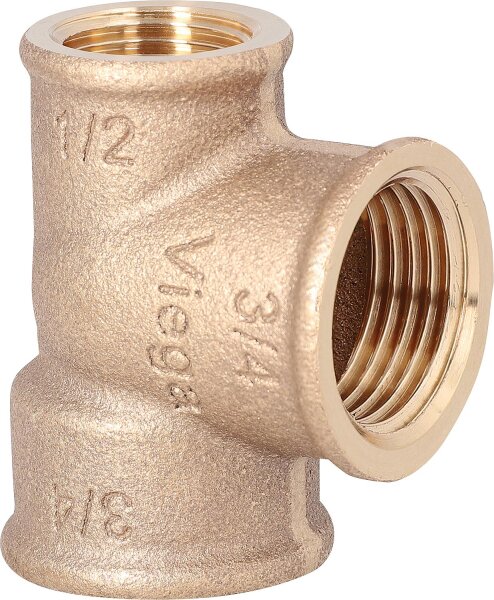 Rotguss-Gewindefitting T-Stück reduziert Typ 3130  1" x 3/4" x 1"