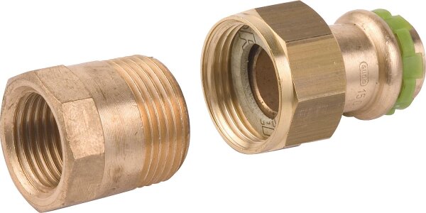 Rotguß Pressfitting V-Kontur Rohrverschraubung mit IG flach dichtend P 4330 G 22x1