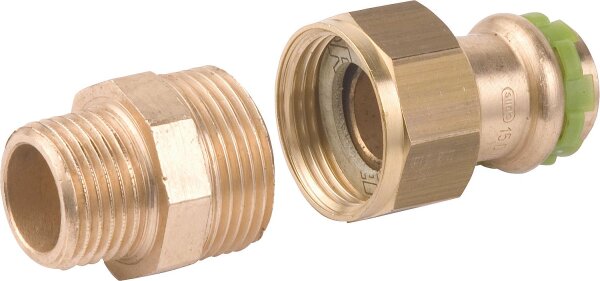 Rotguß Pressfitting V-Kontur Rohrverschraubung mit AG flach dichtend P 4331 G 28x1
