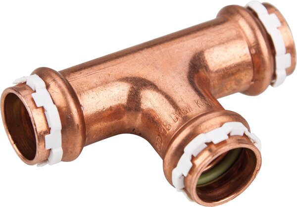 Solar Pressfitting aus Kupfer T-Stück, 18 mm, V-Kontur, Typ VCS 5130