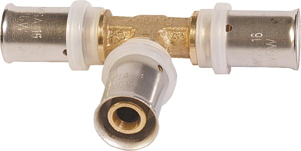 Pressfitting für MSVR TH-Kontur T-Stück mit Mittelabgang red. 32x3 - 16x2 - 32x3mm