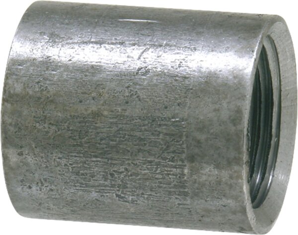 Muffe 1/2" Schmiedeisern St37 ohne Rand mit Rechtsgewinde DIN2986, schwarz, geschweißt