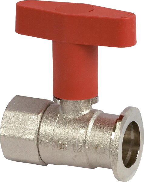 Pumpenflanschkugelhahn 1" mit Iso-T-Griff vernickelt