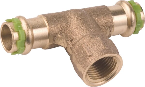 Rotguss-Pressfitting V-Kontur T-Stück, IG, VC4130G 14 mm x 1/2"