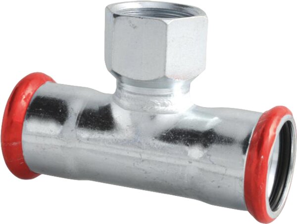 C-Stahl Pressfitting M-Kontur T-Stück mit Abgang Innengewinde 42-Rp3/4-42