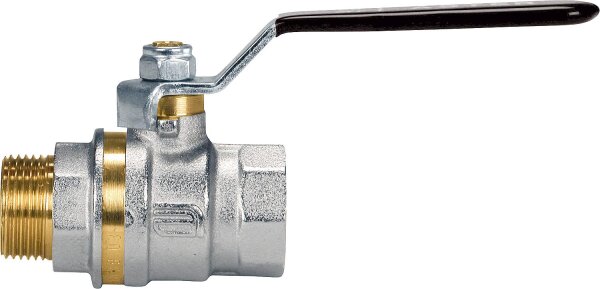 Messingkugelhahn AG/IG 1 1/2" mit Stahl-Handhebel