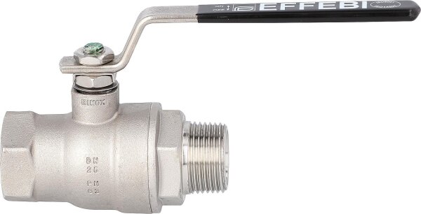 Edelstahlkugelhahn 1/2" AG/IG mit Stahl-Handhebel