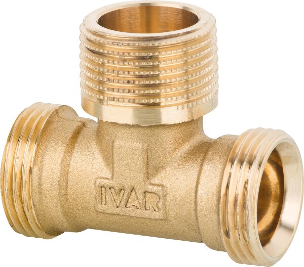 T-Stück AG x AG x AG EK x 3/4 AG x EK Messing blank