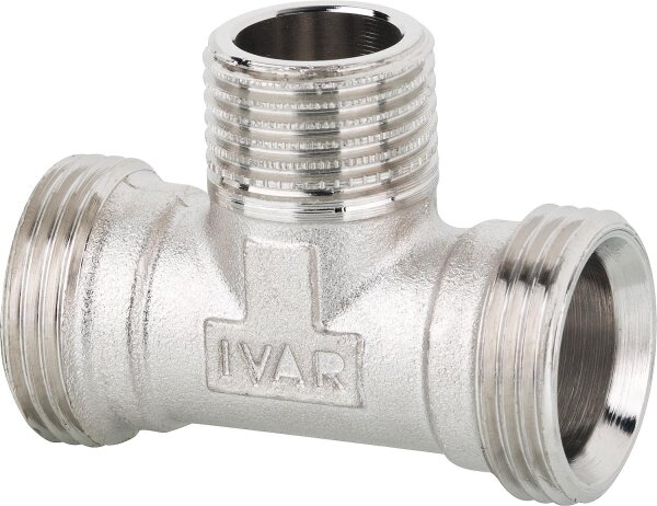 T-Stück AG x AG x AG EK x 1/2 AG x EK vernickelt