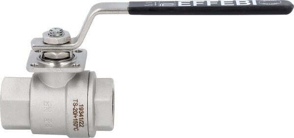 Gas-Kugelhahn Edelstahl 1/2" IG/IG PN100 DVGW