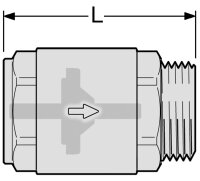 Rückschlagventil IG zu AG 3/8" mit Metalleinsatz und Viton Dichtung