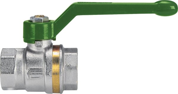 Messingkugelhahn ASTER ACS IG/IG 1 1/2`` DVGW-zertifiziert mit grünem Aluminium Handhebel
