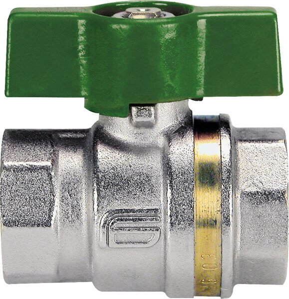Messingkugelhahn ASTER ACS IG/IG 1/2`` DVGW-zertifiziert mit grünem Aluminium Flügelgriff