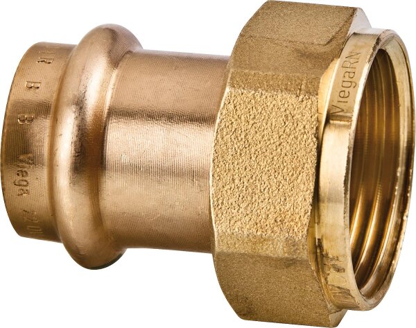 Viega Sanpress-Verschraubung mit V-Kontur  22x1 1/4`` aus Rotguss, flachdichtend