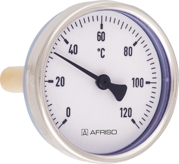 Bimetall-Zeigerthermometer 0 - 120°C, 1/2", 63 mm, Stahlblechgehäuse