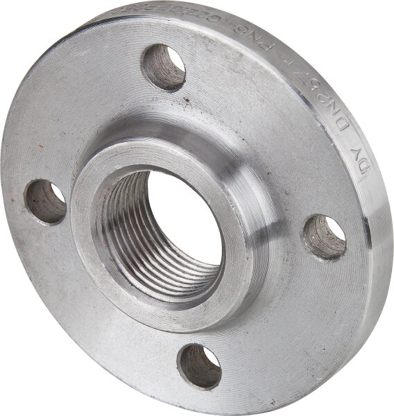 Gewindeflansch mit Ansatz, schwarz, DIN2565, PN6, DN100 (4")