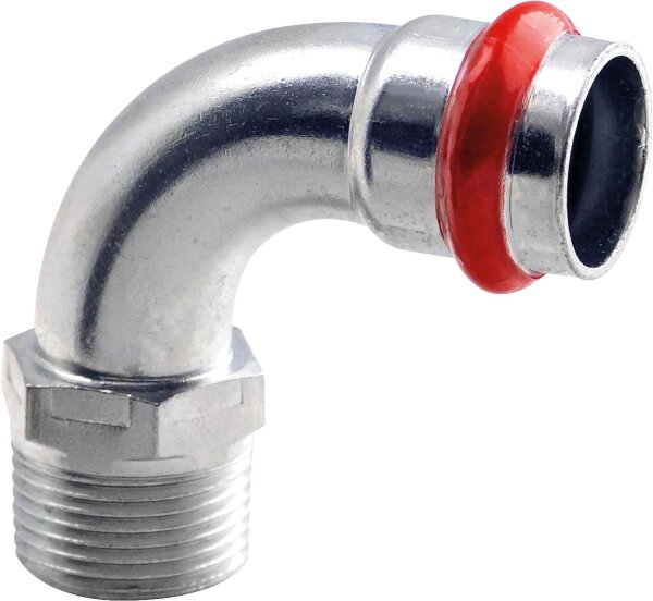 C-Stahl Pressfitting V-Kontur Übergangsbogen 90° mit AG 28 mm x DN 25 (1")