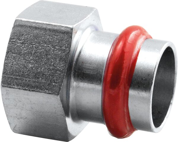 C-Stahl Pressfitting V-Kontur Übergangsmuffe mit IG 22 mm x DN 15 (1/2")