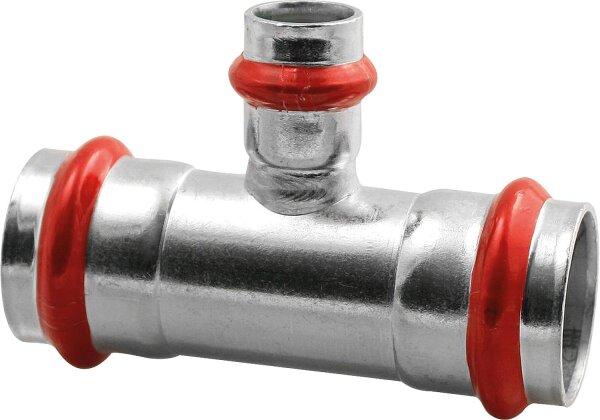 C-Stahl Pressfitting V-Kontur T-Stück reduziert 42 x 15 x 42 mm