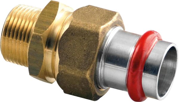 C-Stahl Pressfitting V-Kontur Durchgangsverschraubung mit AG flachdich. 28mm x DN 25 (1")