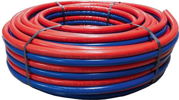 Doppel-Metallverbundrohr PE-RT 16 x 2mm mit Isolierung 6mm, Ring a 50m