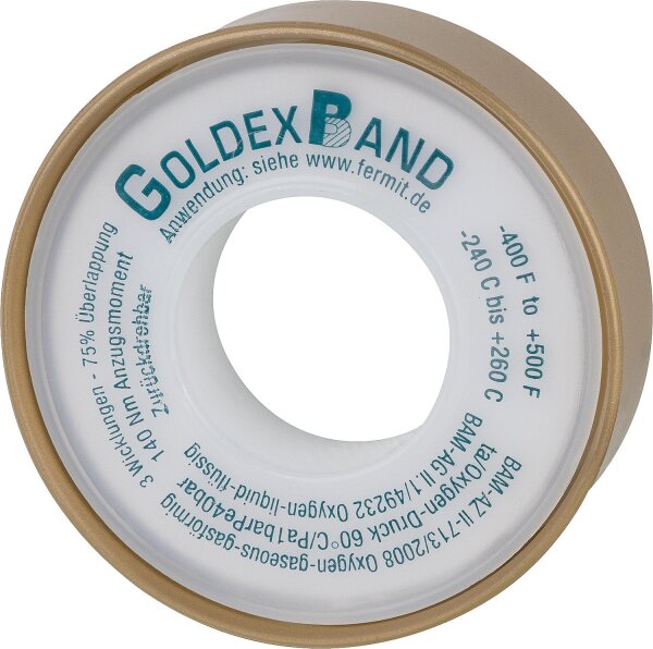 PTFE-Gewindedichtband (DVGW) FERMIT GoldexBand 12,7mm x 13,3m