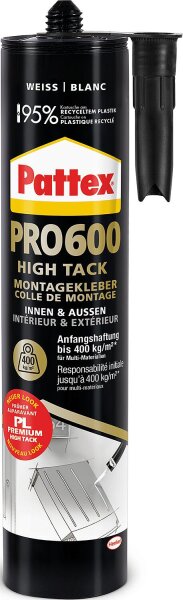 Montagekleber PATTEX PRO600 High Tack [weiß] 440g Kartusche