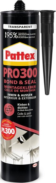 Montagekleber PATTEX PRO300 Bond & Seal [transparent] 300g Kartusche