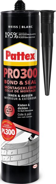 Montagekleber PATTEX PRO300 Bond & Seal [weiß] 410g Kartusche