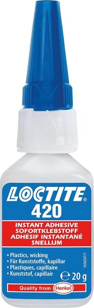 Sofortklebstoff für Kunststoffe LOCTITE 420 (kapillar) 20g Dosierflasche