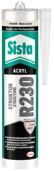 Fassaden-Acryl SISTA R230 altweiß (mit Körnung: fein) 300ml Kartusche