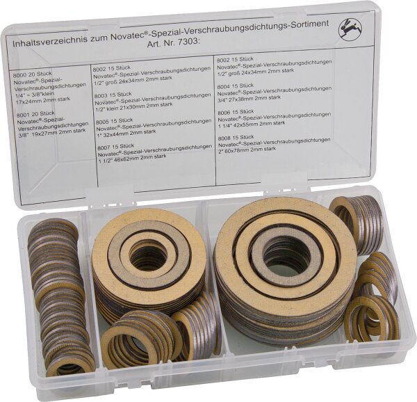 Spezial-Verschraubungsdichtungs- Sortiment, Ref.-Nr.:7303 Gesamtinhalt:160 Stück
