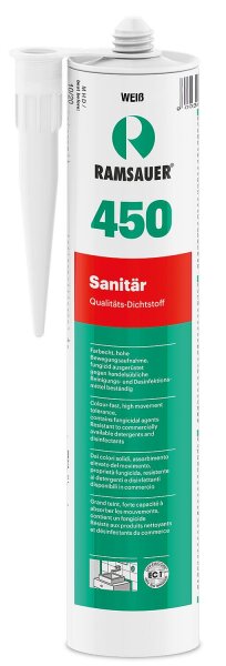 Sanitärsilikon RAMSAUER 450 Farbe: weiß 310ml Kartusche