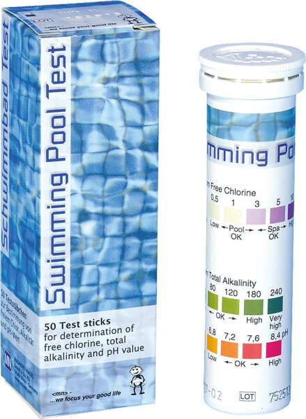 Schwimmbad Test zur Bestimmung von Chlor, Gesamtchlor, Alkalinität Gesamthärte und pH