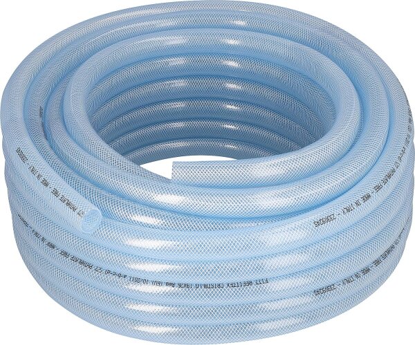 PVC-Gewebeschlauch 19x26mm, DN20 (3/4") 25m, transparent/lebens- mittelecht, max. 10bar +60°C