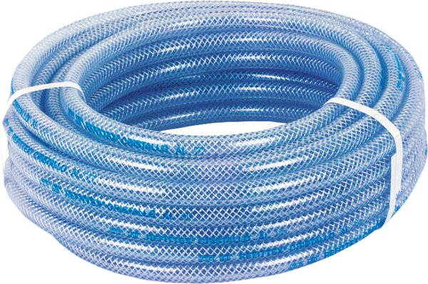 PVC-Schlauch transparent mit Polyestergewebe/Lebensmittelecht 100m/20bar/9x15mm/-20°+60°C