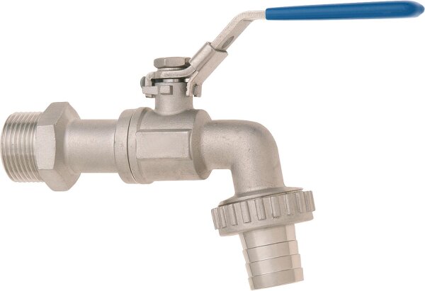 Kugel-Auslaufventil 3/4´´ Edelstahl blauer Griff