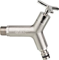Geka Auslaufhahn, 1/2", Messing vernickelt, mit...