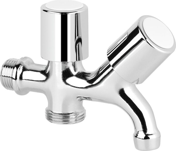 Kombi Waschmaschinen Auslaufventil, Doppelt 1/2"AG x 3/4"AG, verchromt