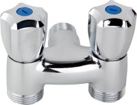 Doppel Waschmaschinenhahn verchromt, 2 Zapfstellen...