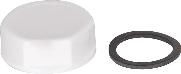 Blindkappe DN 25 (1") Kunststoff weiss mit Dichtung