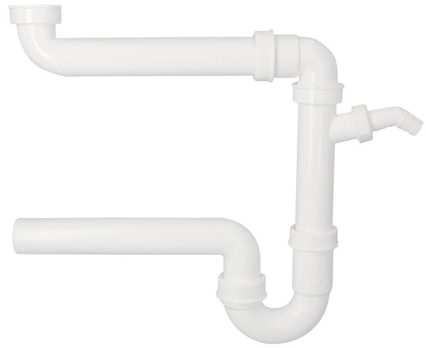 Raumsparsiphon 11/2" DN40 mit Schlauchverschraubung "ohne Rosette"