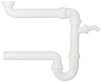 Raumsparsiphon 11/2" DN40 mit Schlauchverschraubung...