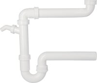 Raumsparsiphon 11/2" DN40 mit Schlauchverschraubung "ohne Rosette"