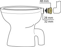 Gummi-Spülrohrverbinder hell für Druckspülrohre 28/32mm Anschluss=48mm/ ohne Rosette