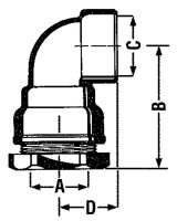 Messing Winkelanschlußverschraubung mit IG Typ 868 11/2"x50mm
