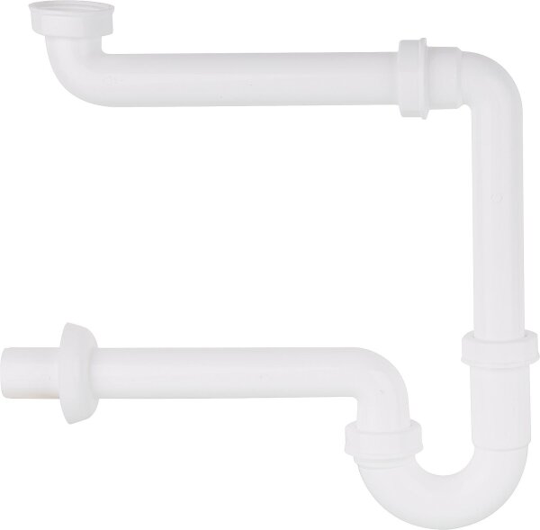 Raumspar-Röhrensiphon DN32 (1 1/4") x 32mm Kunststoff weiss