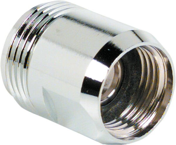 Reduzierstück Messing verchromt IG 1/2" auf AG 3/4" mit 18 mm Bohrung für Schwenkausläufe