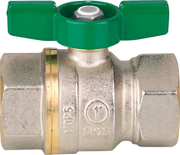 Trinkwasser-Kugelhahn R951W Dado, DN15 (1/2") IG Messing vernickelt / Flügelgriff