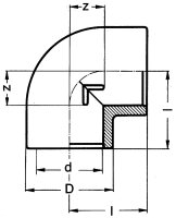 PVC-U - Klebefitting Winkel 90°, 20 mm, beidseitig...
